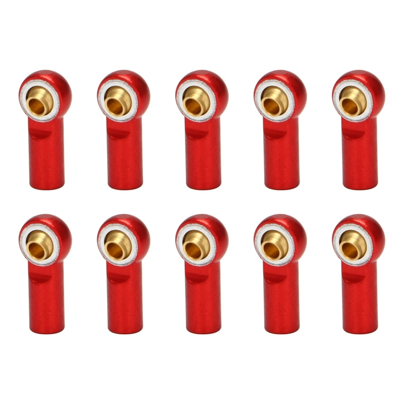 10Pcs M3 Ball Joint Link Bar Rod Seals Ball Head Tie Rod End For 1/10 Rc Truck Car Truck Buggy Red